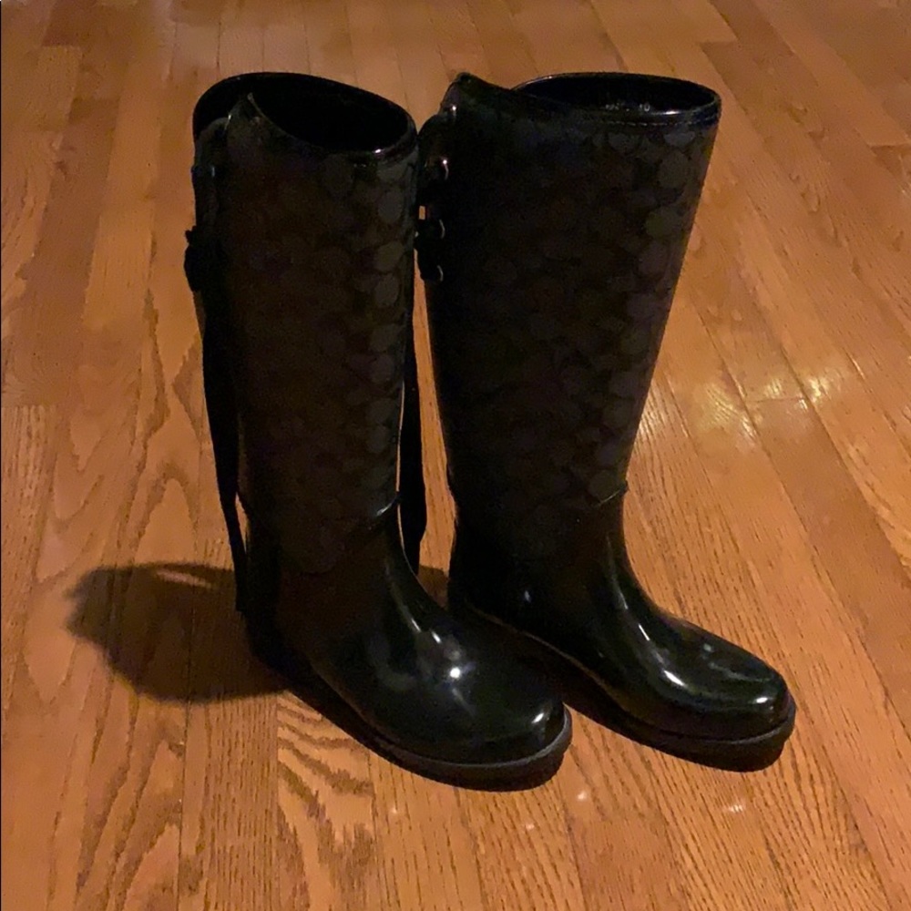 Coach black rainboots